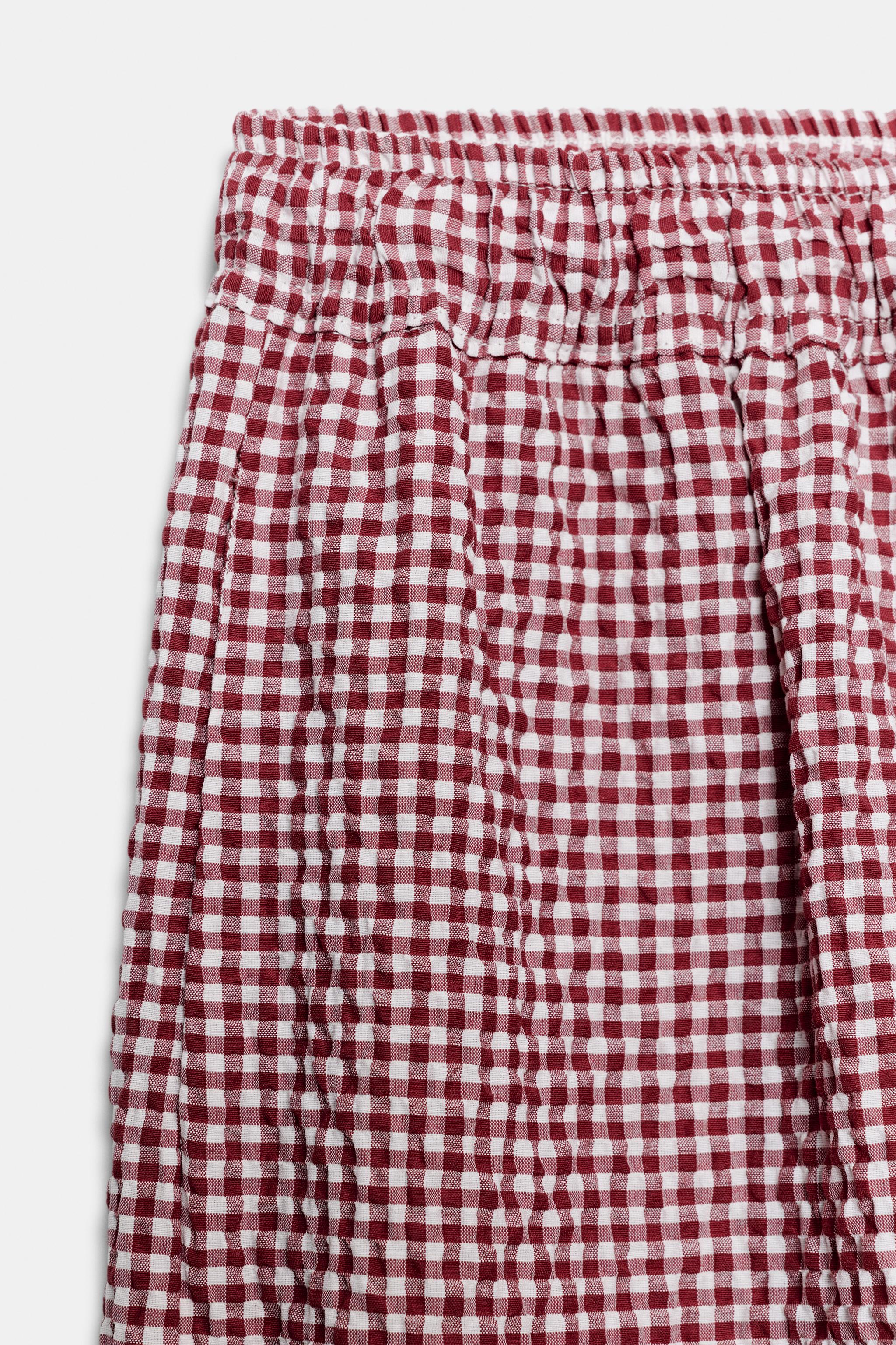 GATHERED GINGHAM PANTS